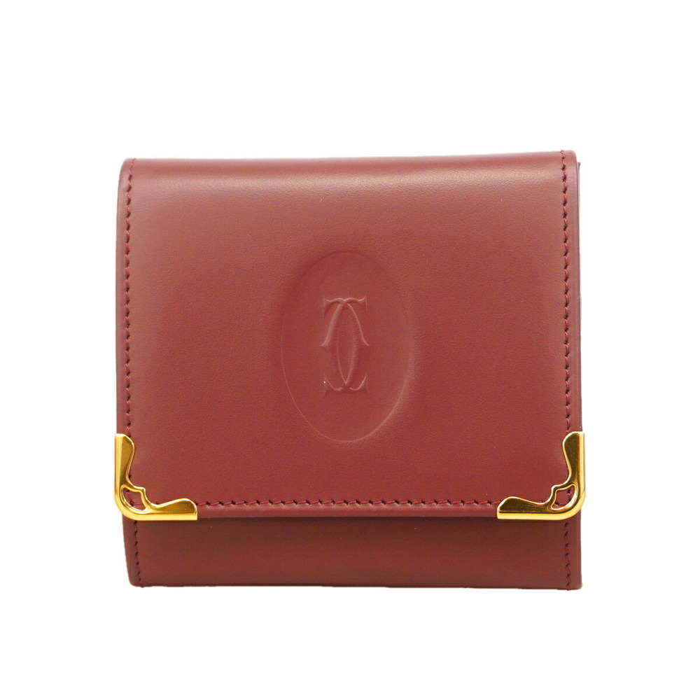Cartier Must Leather Wallet/Coin Case, Bordeaux, Men's/Women's, P3493335